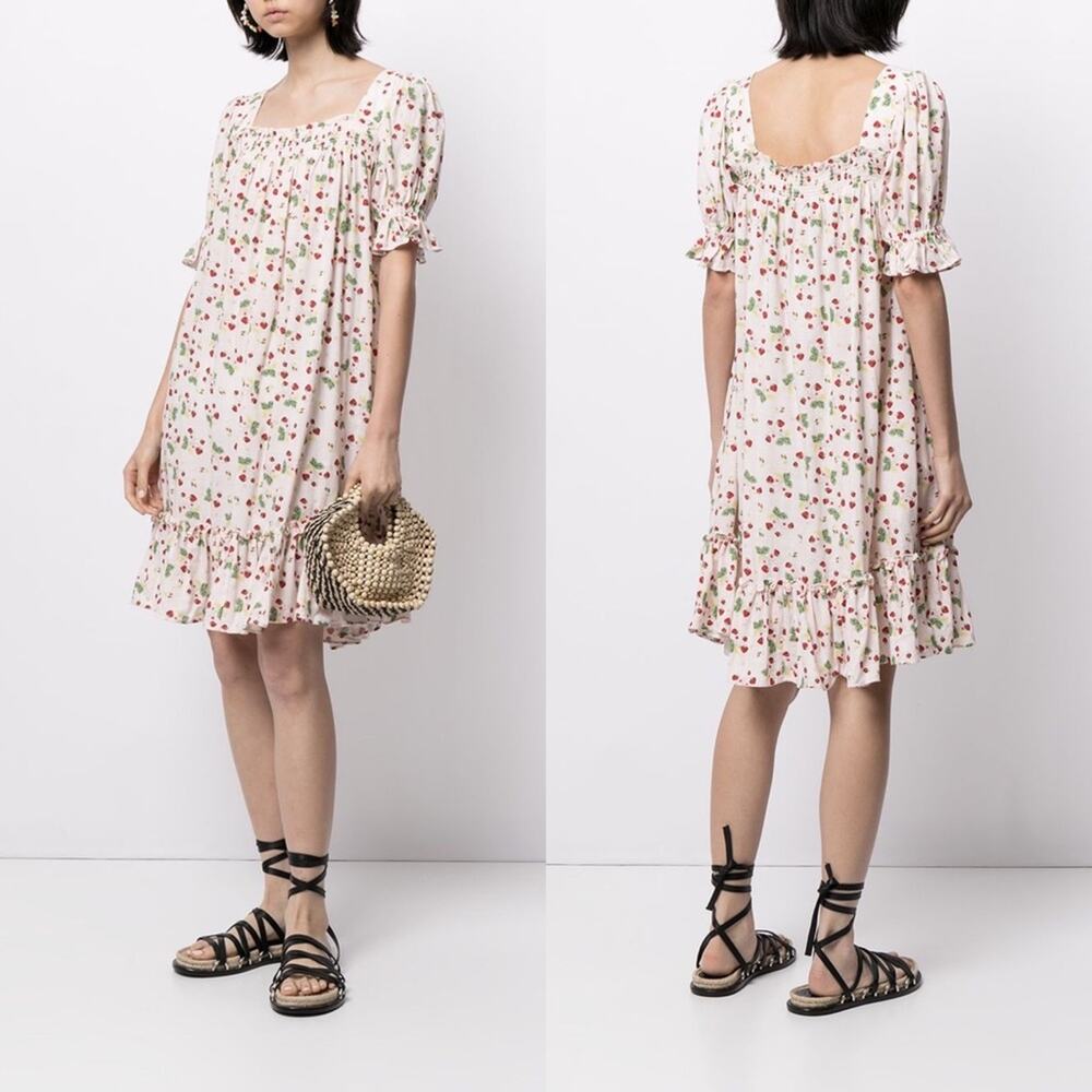 byTiMO Babydoll Dress Strawberry Print Cottagecore